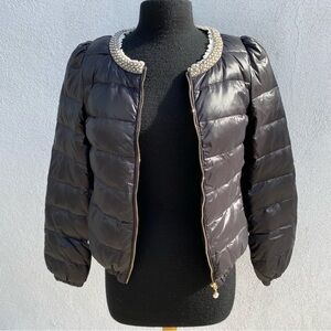 New Puffer Jacket, pearls & lace